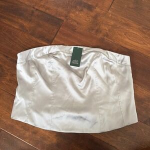 NWT‎ Wild Fable Satin Strapless Slim Fit Bustier Tube Top Silver Women's XXL